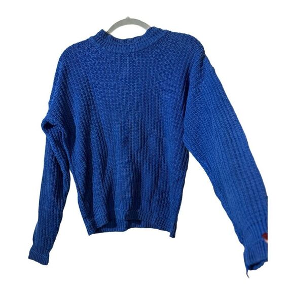 VTG Sears Roebuck Hand-Looked Mens Blue Crew Neck Pullover Sweater M Long Sleeve - Picture 2 of 9